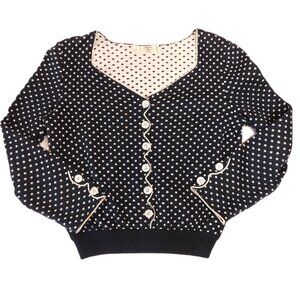 Valentino Blue & White Polka Dot Cardigan | Cotton | Wavy | Vintage | VGUC | 8